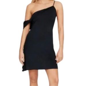 NWT Nasty Gal Women's Twisted Black One-Shoulder Asymmetrical Mini Dress Size 10